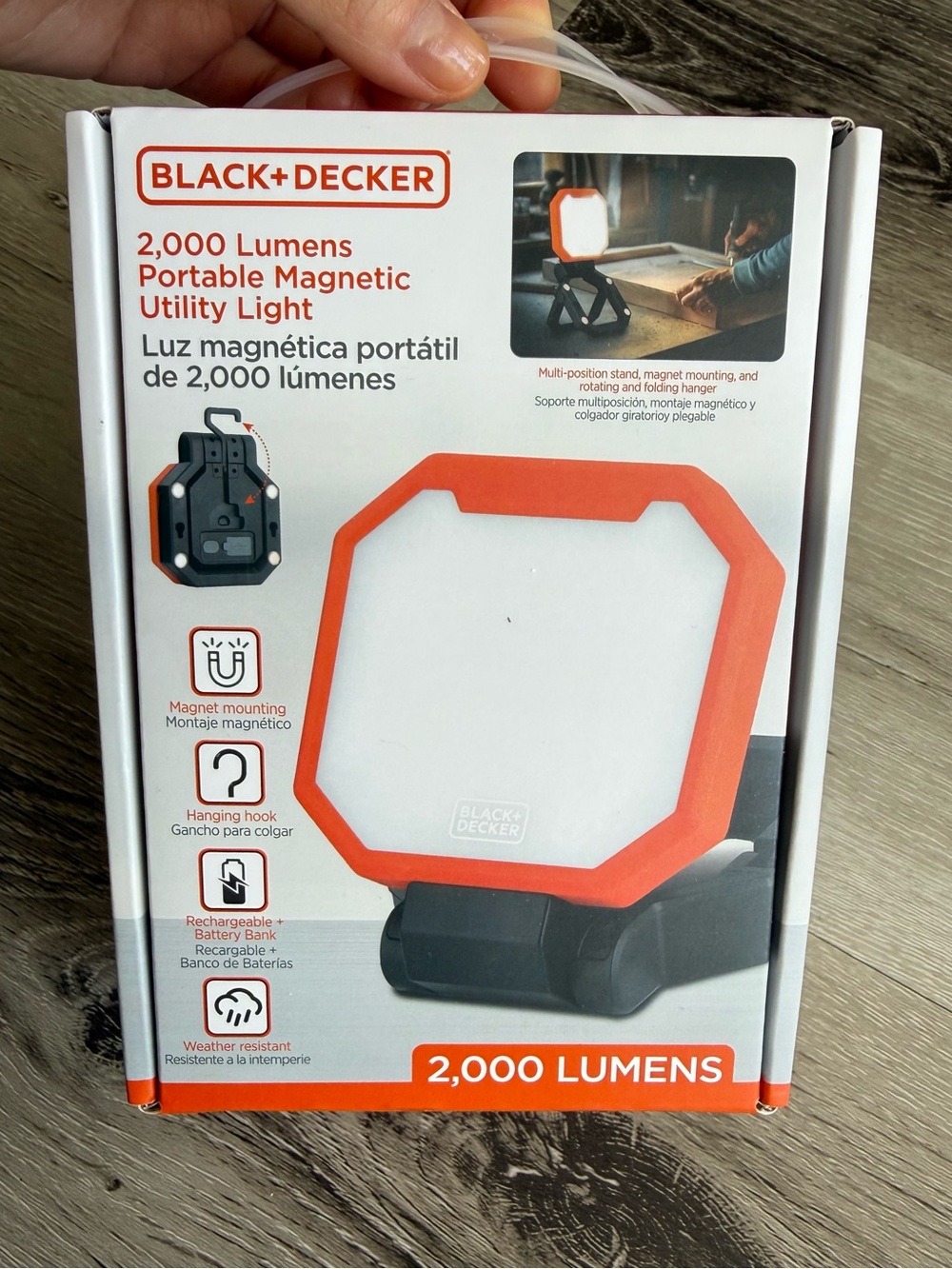 BLACK+DECKER Orange and White 2,000-Lumen Portable Magnetic Utility Light